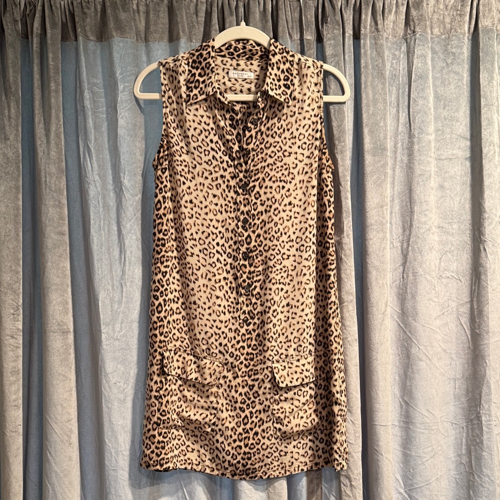 100% SILK - Equipment Leopard Print Shirt Dress